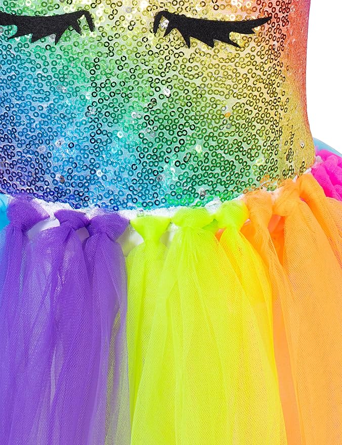 Sequin Unicorn Costume Tutu for Girls Halloween Birthday Party Dress Up with Accessories 2-9 Years