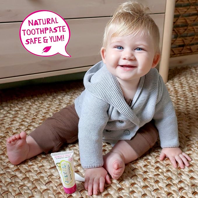 Jack N' Jill Natural Toddler Toothpaste for Baby, Kids and Infants 6 Months & Up, Fluoride Free Training Toothpaste for Toddlers 1-3 (1.76 Fl Oz (Pack of 6), Berries & Cream)