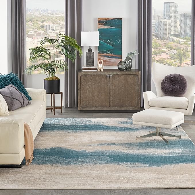 Nourison Maxell Nourison Flint 6'6" x 9'6" Area -Rug, Easy -Cleaning, Non Shedding, Bed Room, Living Room, Dining Room, Kitchen (7x10)