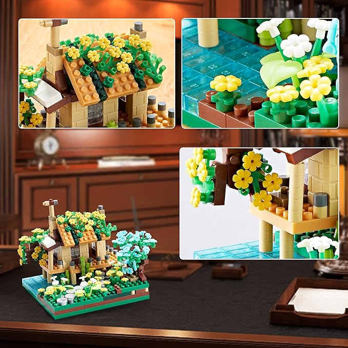 Architecture Port Cabin Building Set Model Kit and Gift for Kids and Adults Mini Blocks 600 PCS with 2 Figure