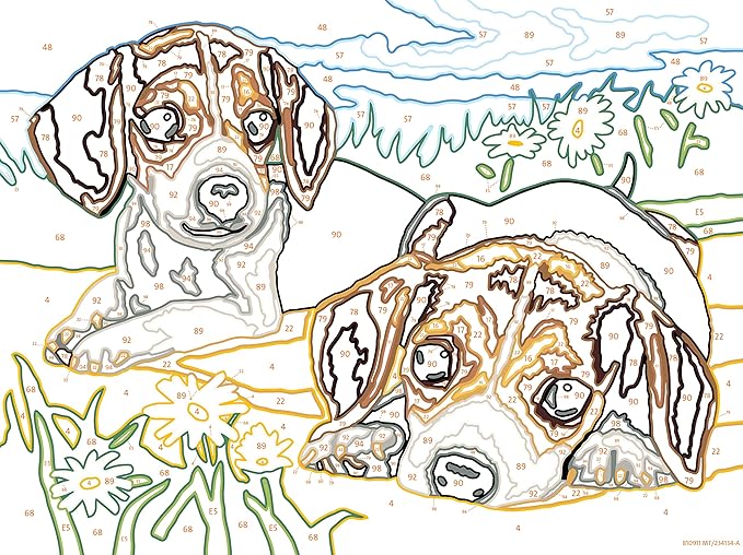 Ravensburger CreArt Jack Russell Puppies Paint by Numbers Kit for Kids - Painting Arts and Crafts for Ages 7 and Up