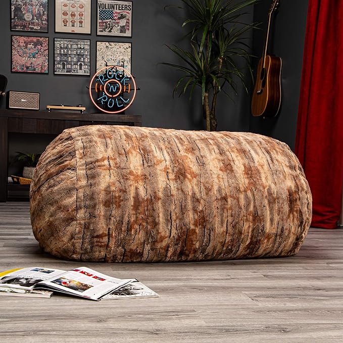 Jaxx Sofa Saxx Bean Bag Lounger, 4-Feet, Luxe Fur-Red Fox