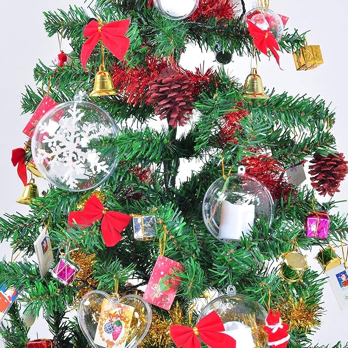 Clear Christmas Ornaments,Pack of 10 Individual 80mm Clear Plastic Ornaments for Crafts by S SEEKINGTAG