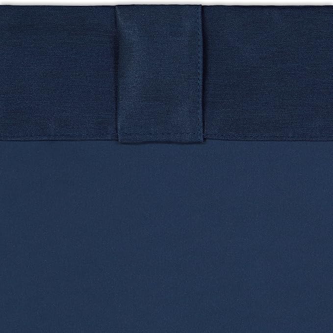 Eclipse Fresno Modern Blackout Thermal Rod Pocket Window Curtain for Bedroom (1 Panel), 52 in x 108 in, Dark Blue
