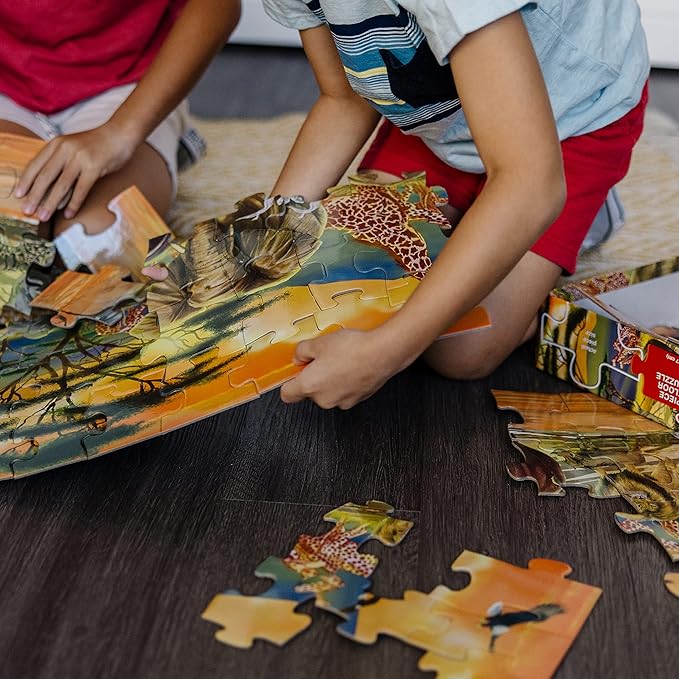 Melissa & Doug African Plains Safari Jumbo Jigsaw Floor Puzzle (100 pcs, over 4 feet long)