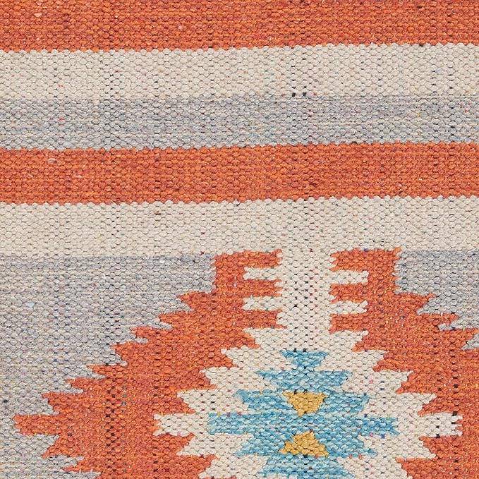 Nourison Baja Tribal Ivory/Grey 8' x 10' Area Rug, Easy Cleaning, Non Shedding, Bed Room, Living Room, Dining Room, Kitchen (8x10)