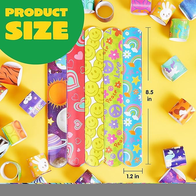 JOYIN 288 Pcs Slap Bracelets Party Favors - 36 Designs with Cute and Colorful Themes - Perfect for kids Easter Party Favors, Valentine Classroom Prizes Exchanging Gifts