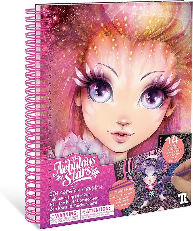 Nebulous Stars Zen Scratch and Sketch – Scratch Art Book for Kids – Perfect No-Mess Creative Craft