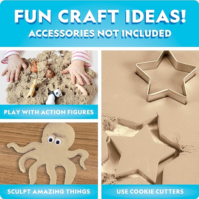 National Geographic Moon Sand - 24 Lb. Bulk Play Sand Kit with 6 Castle Molds (Natural) - A Fun No Mess Sensory Activity, Kids Fake Sand Play Set, Sensory Bin Filler