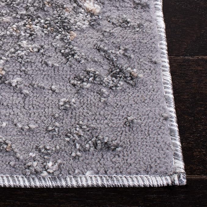 SAFAVIEH Aston Collection Runner Rug - 2' x 12', Grey & Ivory, Modern Abstract Design, Non-Shedding & Easy Care, Ideal for High Traffic Areas in Living Room, Bedroom (ASN707F)