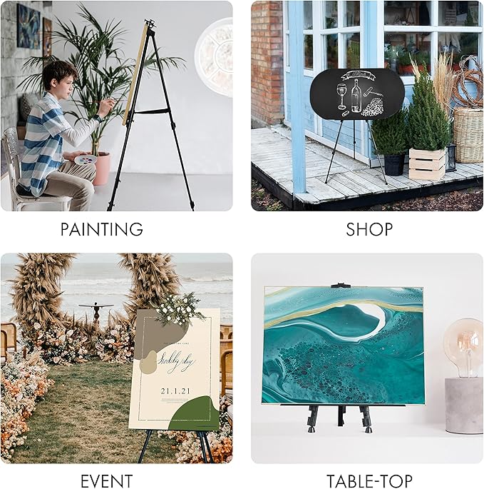 Artify 73 Inches Double Tier Easel Stand, Adjustable Height from 22-73”, 3 in 1, for Painting and Display with a Carrying Bag, 4PACK