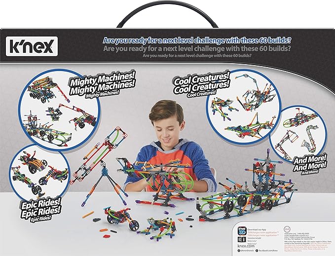 K'nex Intermediate 60 Model Building Set - 395 Parts - Ages 7 & Up - Creative Building Toy, Multicolor, includes K'NEX Parts and Pieces, Instruction Booklet, Medium