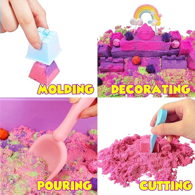 Unicorn Sensory Bin, Unicorn Sensory Toys with Play Sand for Toddlers Boys and Girls, Kids Toys Gift Sand Box for Age 3 4 5 6 7 8