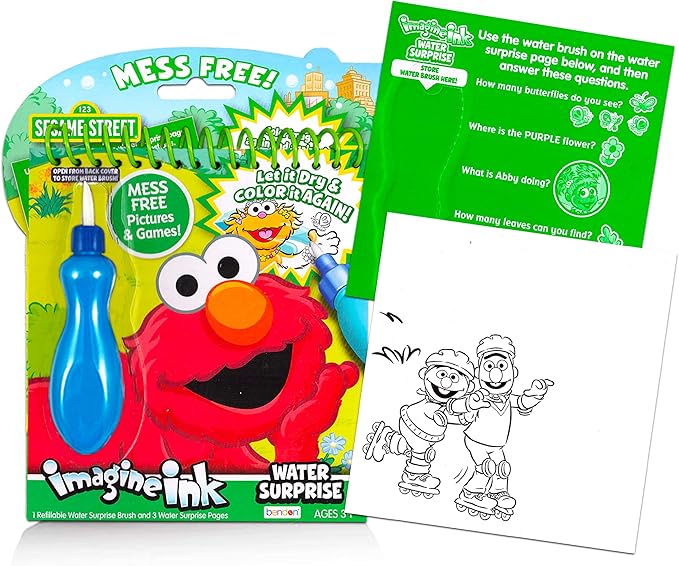 Imagine Ink Water Painting Books Set for Toddlers Kids Ages 3-5 ~ 3 Pack No Mess Paint with Water Books with Water Surprise Brushes, Mickey Mouse, Peppa Pig, Sesame Street Elmo Bundle