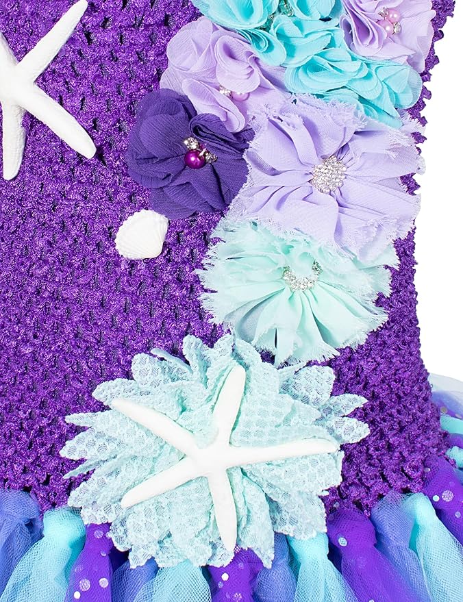 Little Mermaid Tutu Dress for Girls - Princess Mermaid Ariel Costume with Accessories