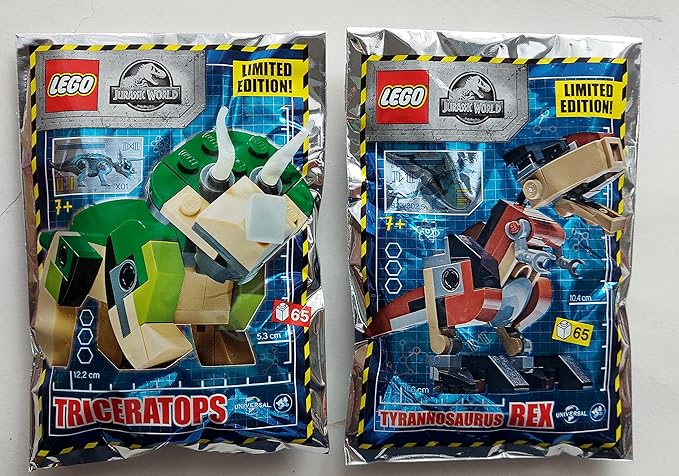 LEGO Jurassic World Mini Sets: T-Rex and Triceratops Tyrannosaurus (65 pcs each) Combo Pack