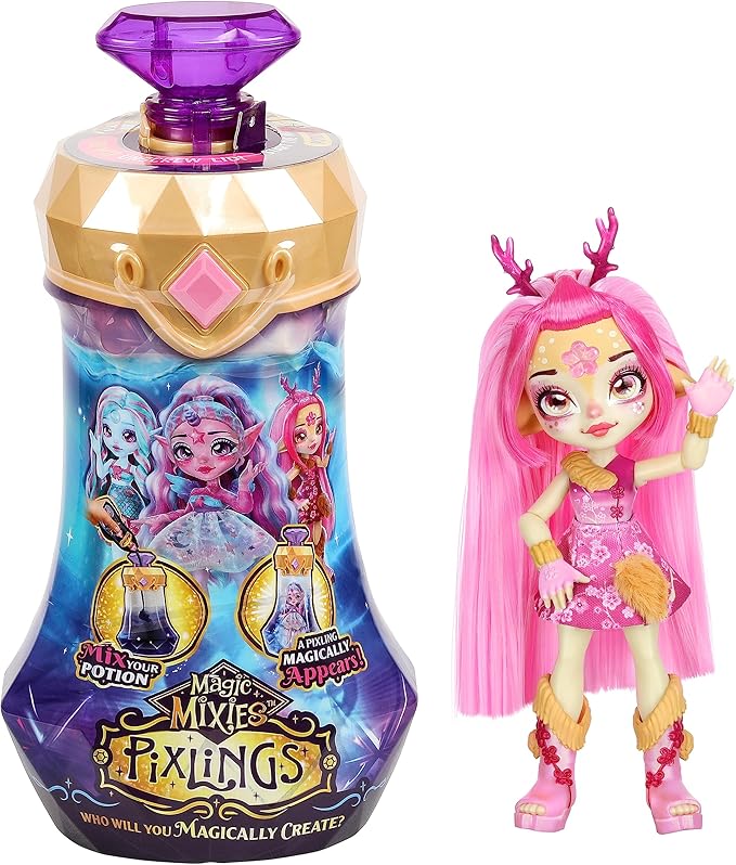 Magic Mixies Pixlings. Deerlee The Deer Pixling. Create and Mix A Magic Potion That Magically Reveals A Beautiful 6.5" Pixling Doll Inside A Potion Bottle! Gifts for Kids, Ages 5+