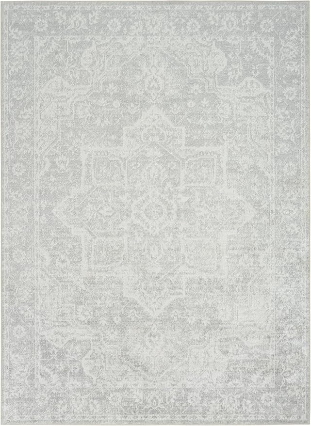 Nourison Astra Machine Washable Grey 4' x 6' Area Rug - Easy Cleaning, Non Shedding, Bed Room, Living Room, Dining Room, Kitchen (4' x 6')