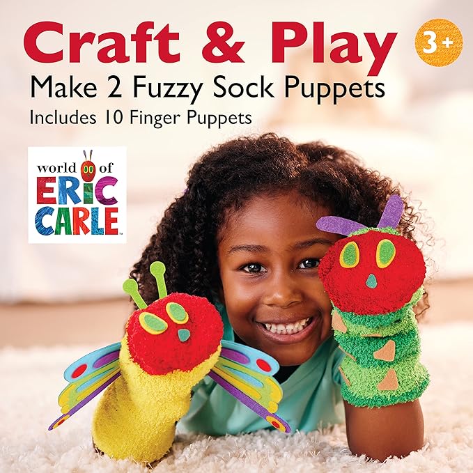 Creativity for Kids The Very Hungry Caterpillar Story Puppets: Sock Puppet Kit for Toddlers from The World of Eric Carle, Crafts for Kids Ages 3-5+