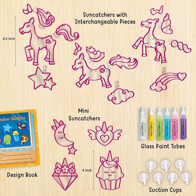 Imagimake Window Art Unicorn Toy Painting Kit | Suncatcher Art Supplies | Unicorn Toys for Girls Age 5-8 | Arts and Crafts for Kids Ages 8-12 | 6 Year Old Girl Gifts | Birthday Gifts for Girls