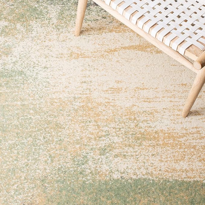 SAFAVIEH Adirondack Collection Runner Rug - 2'6" x 6', Ivory & Sage, Modern Abstract Design, Non-Shedding & Easy Care, Ideal for High Traffic Areas in Living Room, Bedroom (ADR112W)