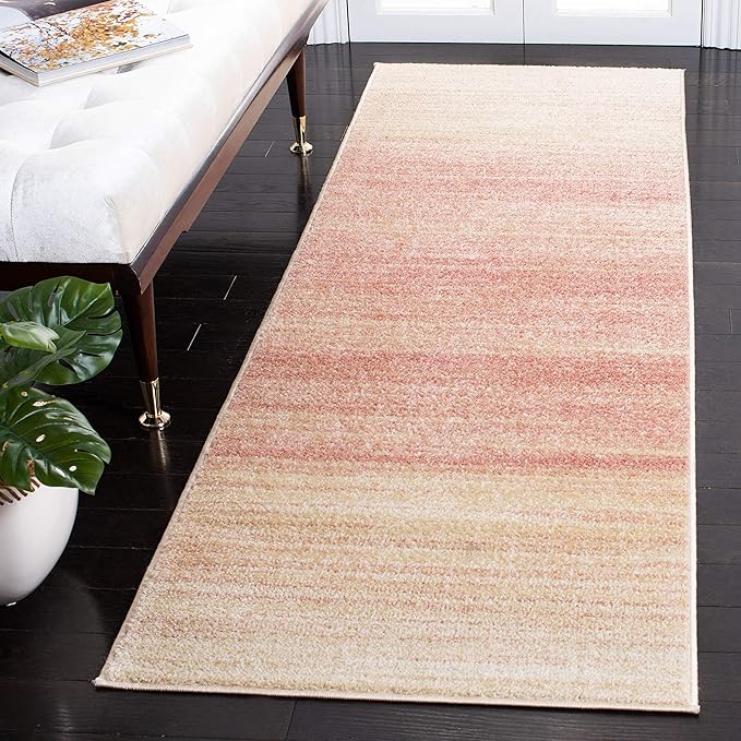 SAFAVIEH Adirondack Collection Runner Rug - 2'6" x 8', Pink & Ivory, Modern Ombre Design, Non-Shedding & Easy Care, Ideal for High Traffic Areas in Living Room, Bedroom (ADR142U)