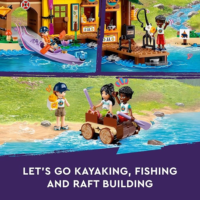 LEGO Friends Adventure Camp Water Sports Outdoor Toy Building Set, Pretend Play Gift Idea for Girls and Boys Ages 7 Years and Up, Camping Toy with 3 Mini Doll Characters and a Bear Figure, 42626