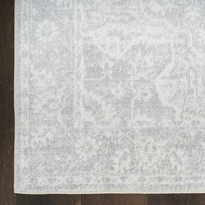 Nourison Astra Machine Washable Grey 6'7" x 9' Area Rug - Easy Cleaning, Non Shedding, Bed Room, Living Room, Dining Room, Kitchen (7' x 9')