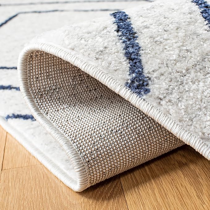 SAFAVIEH Adirondack Collection Accent Rug - 3' x 5', Light Grey & Navy, Modern Geometric Design, Non-Shedding & Easy Care, Ideal for High Traffic Areas in Entryway, Living Room, Bedroom (ADR241N)