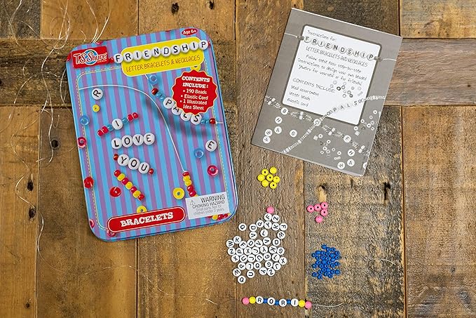 Bendon TS Shure Friendship Bracelet Mini Craft Activity Tin with 190 Beads and Elastic Cord 51243