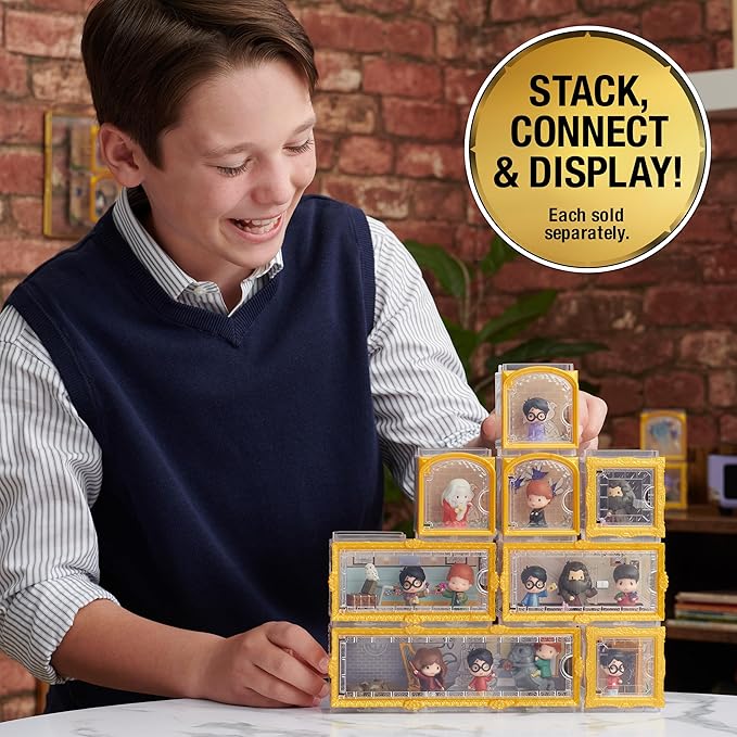 Wizarding World Harry Potter, Micro Magical Moments Scene Gift Set with Exclusive Harry, Hermione, Ron, Fluffy Action Figures & Case, Kids Toys