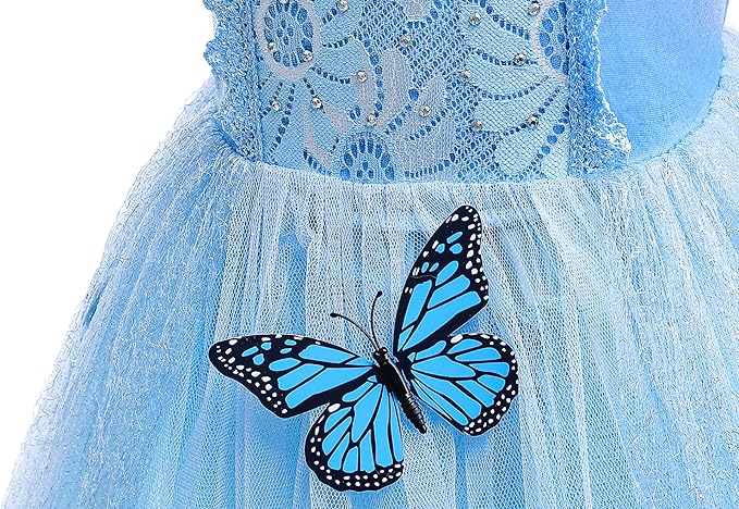 Dressy Daisy Toddler Little Girls' Princess Dress Costume with Accessories Halloween Fancy Dresses Up Butterfly Size 4T Blue