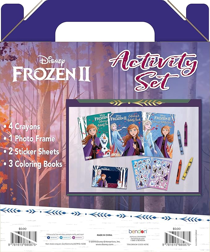 Disney Frozen 2 Anna and Elsa Coloring and Activity Carry Set with Sticker Sheets AS45853 Bendon, Multicolor