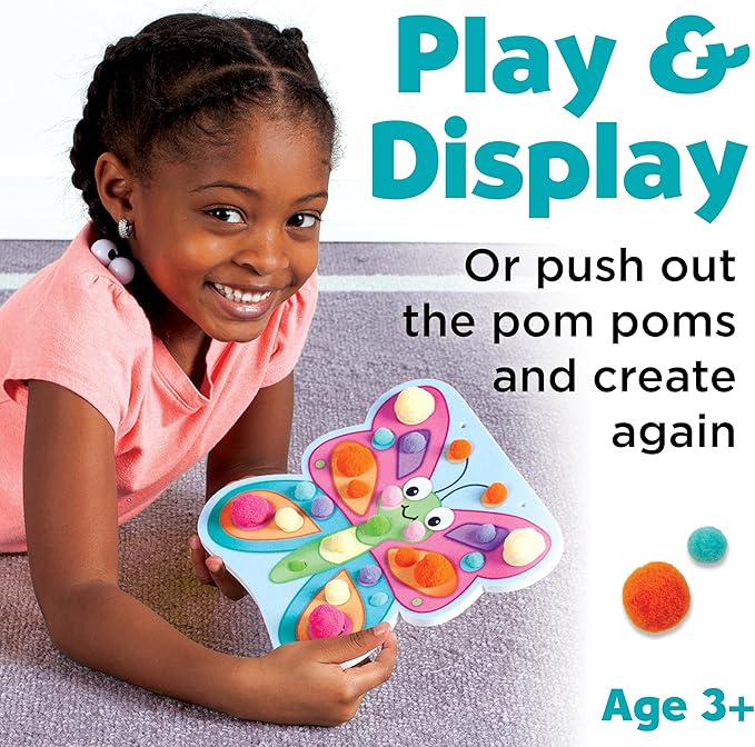 Creativity for Kids Pom Pom Pictures: Garden - Butterfly and Flower - Toddler Crafts, Sensory Toys Age 3-4+, Small
