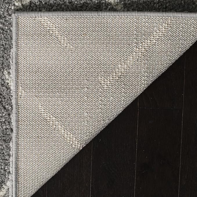 SAFAVIEH Arizona Shag Collection Runner Rug - 2'3" x 10', Grey & Ivory, Moroccan Design, Non-Shedding & Easy Care, 1.6-inch Thick Ideal for High Traffic Areas in Living Room, Bedroom (ASG743D)