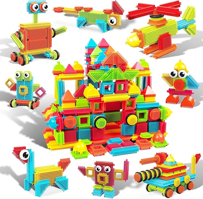 PicassoTiles 240pcs Hedgehog Interlocking Building Shape 3D Blocks, STEAM Educational, Creative, Fun Construction Playset, Sensory Toy Gift for Preschool and Kindergarten Kids, Ages 3 and Up, PTB240
