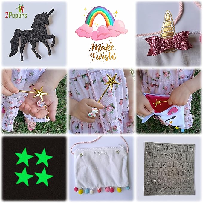 Make Your Own Unicorn Purse Kit, Arts and Crafts for Kids, DIY Unicorns Gifts for Girls Ages 3 4 5 6 7 8 Years and Up (No Sewing Needed), Magical Unicorn Toy Bag, Creative Girl's Project.
