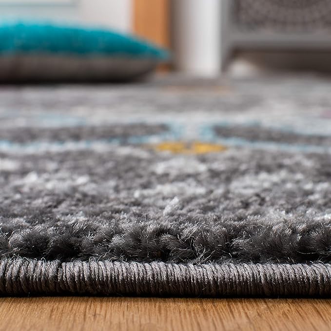 SAFAVIEH Amsterdam Collection Runner Rug - 2'3" x 12', Dark Grey & Ivory, Moroccan Boho Design, Non-Shedding & Easy Care, Ideal for High Traffic Areas in Living Room, Bedroom (AMS108H)