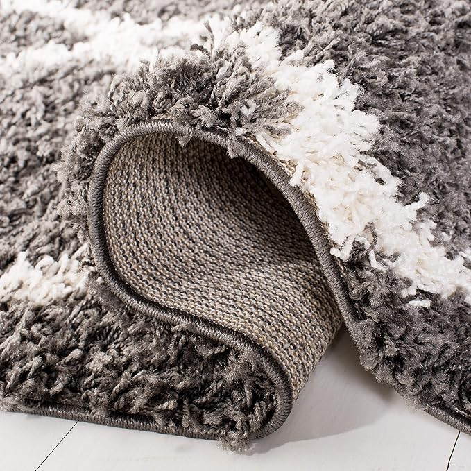 SAFAVIEH Dallas Shag Collection 2'3" x 8' Dark Grey/Ivory SGDS257A Trellis Non-Shedding Living Room Bedroom Dining Room Entryway Plush 1.5-inch Thick Runner Rug