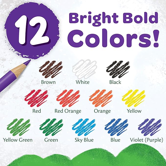 Crayola Colored Pencils, Assorted Colors, Pre-sharpened, Adult Coloring, 12 Count, Gift
