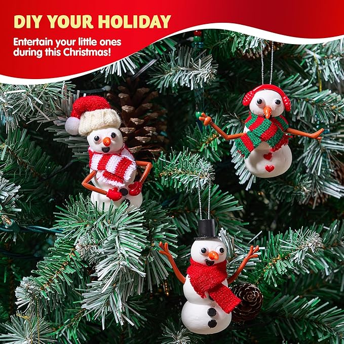 JOYIN Christmas Build Your Snowman Craft Kit, 3 Pack DIY Snowman Christmas Craft Kit for Christmas Arts and Craft Activities, Xmas Gift Stocking Stuffers for Kids,Party Favor School Funny Toy