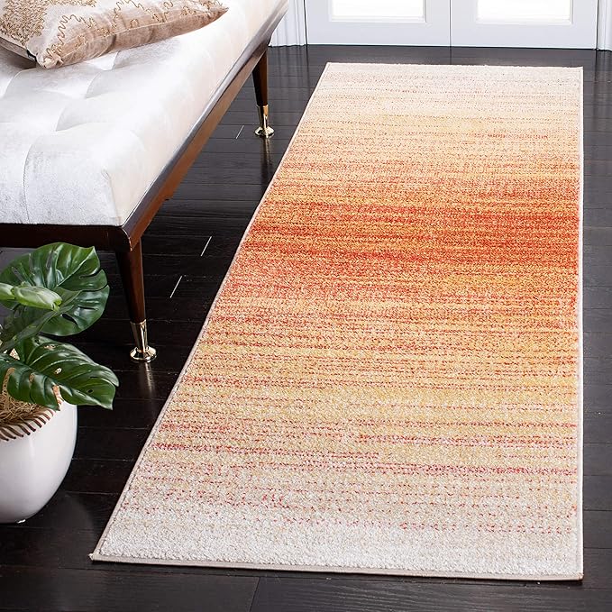 SAFAVIEH Adirondack Collection Runner Rug - 2'6" x 8', Orange & Red, Modern Ombre Design, Non-Shedding & Easy Care, Ideal for High Traffic Areas in Living Room, Bedroom (ADR142P)
