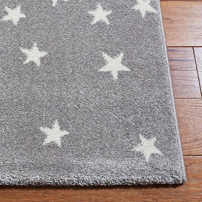 SAFAVIEH Carousel Kids Collection Area Rug - 9' x 12', Light Grey & White, Non-Shedding & Easy Care, Ideal for High Traffic Areas for Boys & Girls in Playroom, Nursery, Bedroom (CRK135F)