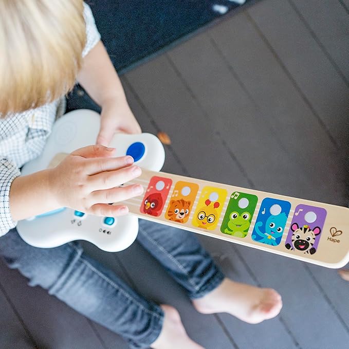 Baby Einstein Strum Along Songs Magic Touch Wooden Toy Guitar with Whammy Bar, Montessori Musical Learning Toy with Lights, 12mo+