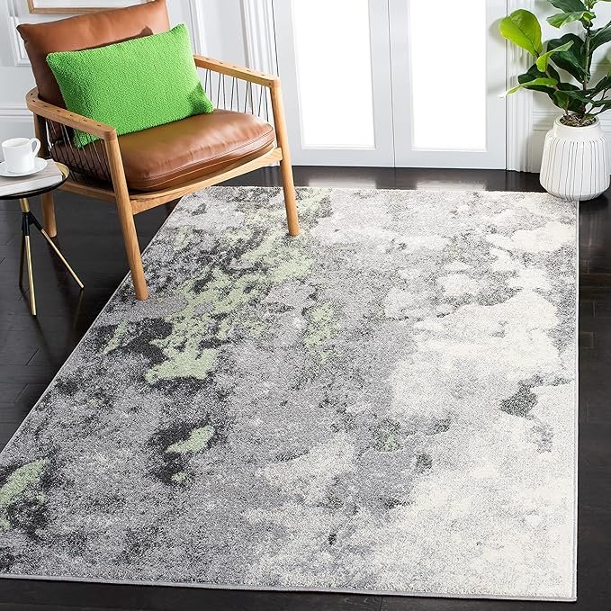 SAFAVIEH Adirondack Collection Area Rug - 6' x 9', Green & Grey, Modern Abstract Design, Non-Shedding & Easy Care, Ideal for High Traffic Areas in Living Room, Bedroom (ADR134F)
