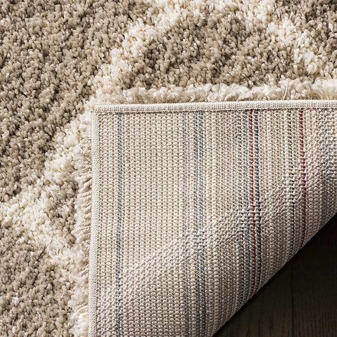 SAFAVIEH Hudson Shag Collection Runner Rug - 2'3" x 14', Beige & Ivory, Trellis Design, Non-Shedding & Easy Care, 2-inch Thick Ideal for High Traffic Areas in Living Room, Bedroom (SGH280S)