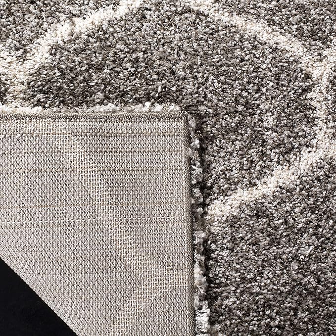 SAFAVIEH Hudson Shag Collection Runner Rug - 2'3" x 6', Grey & Ivory, Moroccan Trellis Design, Non-Shedding & Easy Care, 2-inch Thick Ideal for High Traffic Areas in Living Room, Bedroom (SGH280B)