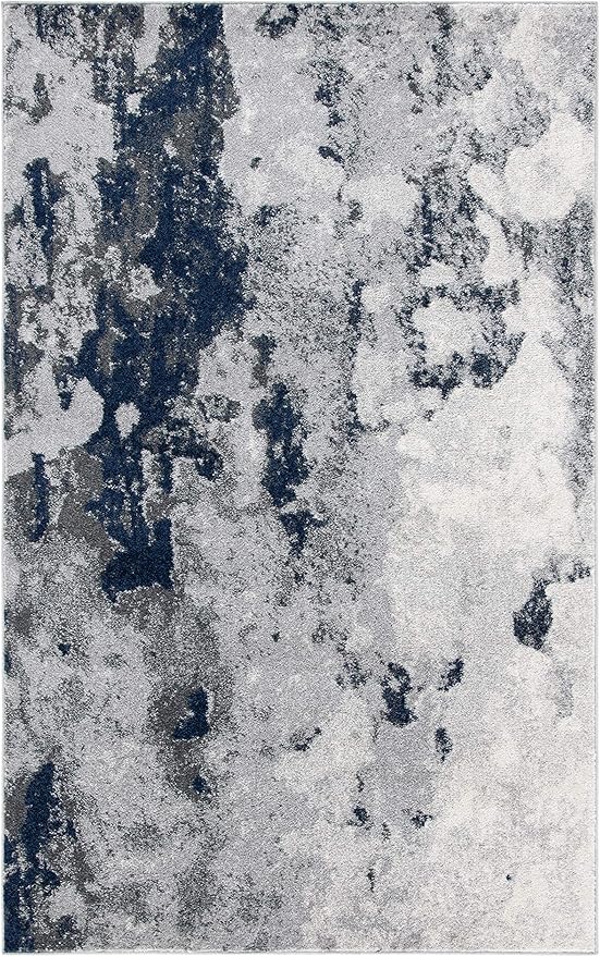 SAFAVIEH Adirondack Collection Area Rug - 6' x 9', Navy & Grey, Modern Abstract Design, Non-Shedding & Easy Care, Ideal for High Traffic Areas in Living Room, Bedroom (ADR134N)
