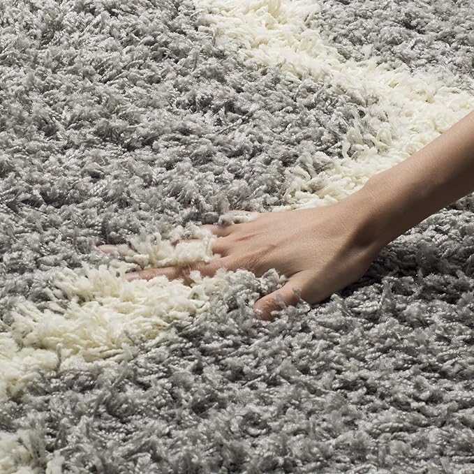 SAFAVIEH Dallas Shag Collection 2'3" x 6' Grey/Ivory SGDS257G Trellis Non-Shedding Living Room Bedroom Dining Room Entryway Plush 1.5-inch Thick Runner Rug