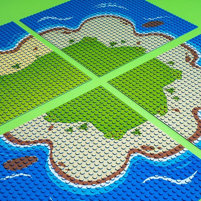 Apostrophe Games Island Building Blocks Base Plates Compatible with All Major Brands - 6 Pack of Beach Plates - 4 Corners & 2 Straight